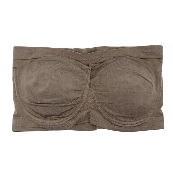 Rhonda Shear 1X Womens Plus Size Strapless Bra Bralette Taupe Underwire Padded - Picture 1 of 9